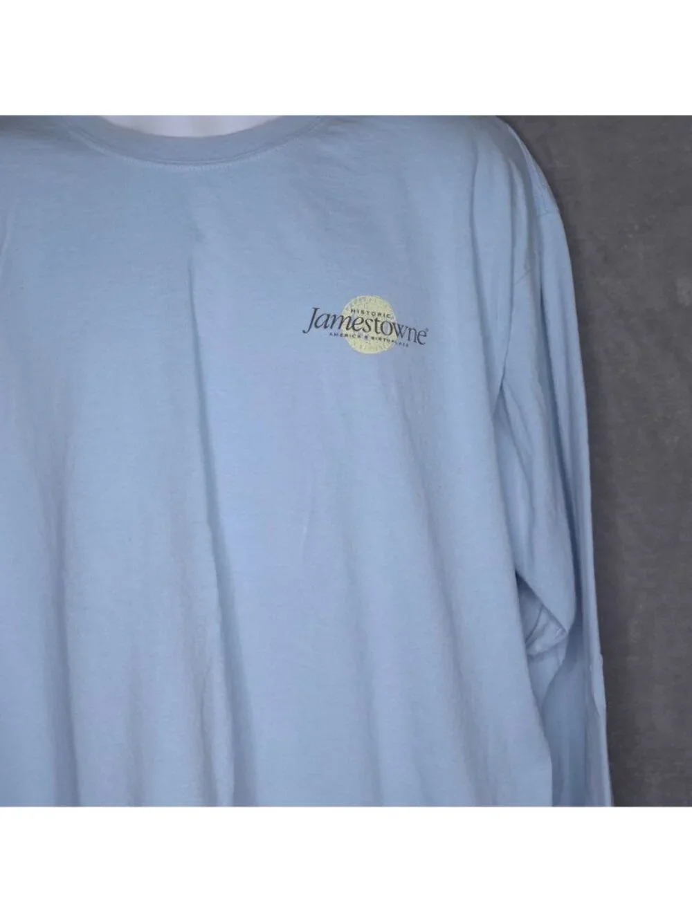Jamestowne Long Sleeve T-shirt  XL Light Blue Crew Neck 400 Years Of America